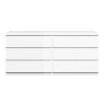 Nakou Wide High Gloss Chest Of 6 Drawers In White