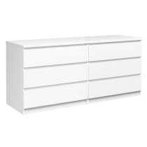 Nakou Wide High Gloss Chest Of 6 Drawers In White