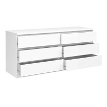 Nakou Wide High Gloss Chest Of 6 Drawers In White