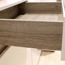 Cheya Gloss 2 Drawers Bedside Cabinet In White And Truffle Oak