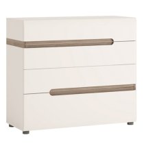 Cheya High Gloss Chest Of 4 Drawers In White And Truffle Oak