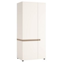 Cheya High Gloss 2 Doors Wardrobe In White And Truffle Oak