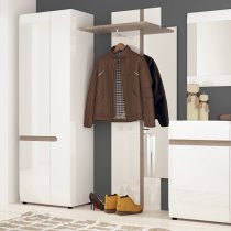 Cheya High Gloss 2 Doors Wardrobe In White And Truffle Oak