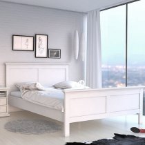 Paroya Wooden Double Bed In White