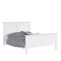 Paroya Wooden Double Bed In White