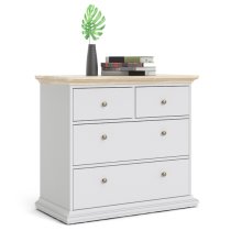 Paroya Wooden Chest Of Drawers In White And Oak With 4 Drawers