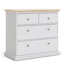 Paroya Wooden Chest Of Drawers In White And Oak With 4 Drawers