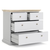 Paroya Wooden Chest Of Drawers In White And Oak With 4 Drawers