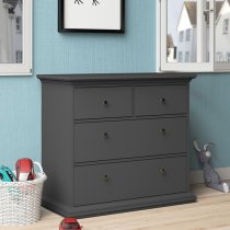 Paroya Wooden Chest Of Drawers In Matt Grey With 4 Drawers