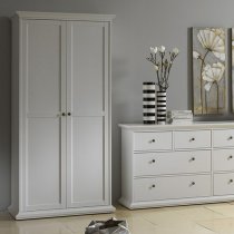 Paroya Wooden Double Door Wardrobe In White