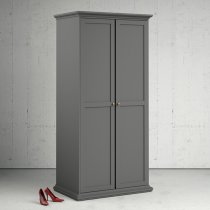 Paroya Wooden Double Door Wardrobe In Matt Grey