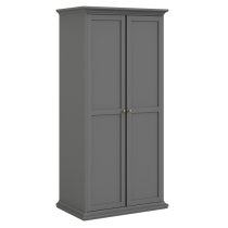 Paroya Wooden Double Door Wardrobe In Matt Grey