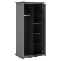 Paroya Wooden Double Door Wardrobe In Matt Grey