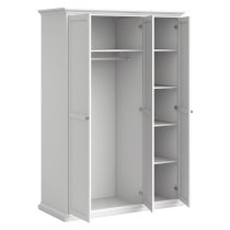 Paroya Wooden Triple Door Wardrobe In White