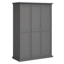 Paroya Wooden Triple Door Wardrobe In Matt Grey