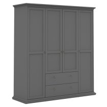 Paroya Wooden 4 Doors 2 Drawers Wardrobe In Matt Grey