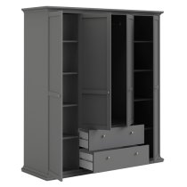 Paroya Wooden 4 Doors 2 Drawers Wardrobe In Matt Grey