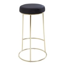 Intercrus Tall Black Velvet Bar Stools With Gold Frame In A Pair