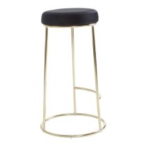 Intercrus Tall Black Velvet Bar Stools With Gold Frame In A Pair