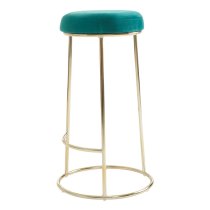 Intercrus Tall Green Velvet Bar Stools With Gold Frame In A Pair