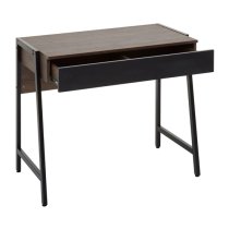 Bradken Dark Oak Wooden Computer Desk With Black Metal Frame