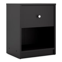 Maiton Wooden 1 Drawer Bedside Cabinet In Black