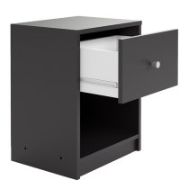 Maiton Wooden 1 Drawer Bedside Cabinet In Black