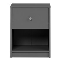 Maiton Wooden 1 Drawer Bedside Cabinet In Grey