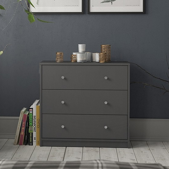 Maiton Wooden Chest Of 3 Drawers In Grey