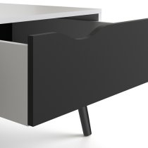 Oklo 1 Drawer Storage Coffee Table In White And Matt Black