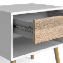 Oklo Wooden 1 Drawer Bedside Cabinet In White And Oak