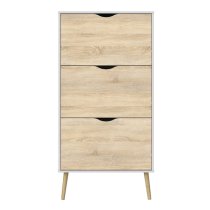 Oklo Wooden 3 Drawers Shoe Storage Cabinet In White And Oak