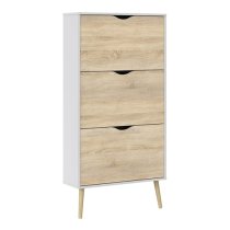 Oklo Wooden 3 Drawers Shoe Storage Cabinet In White And Oak