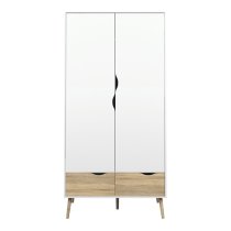 Oklo Wooden 2 Doors 2 Drawers Wardrobe In White And Oak