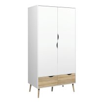 Oklo Wooden 2 Doors 2 Drawers Wardrobe In White And Oak