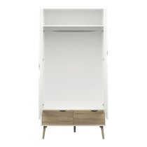 Oklo Wooden 2 Doors 2 Drawers Wardrobe In White And Oak