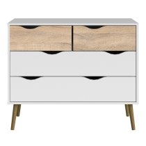 Oklo Wooden Chest Of 4 Drawers In White And Oak