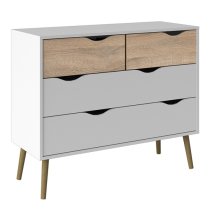 Oklo Wooden Chest Of 4 Drawers In White And Oak