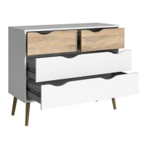 Oklo Wooden Chest Of 4 Drawers In White And Oak