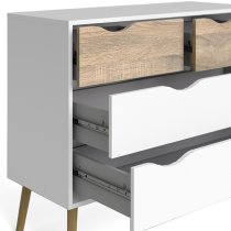 Oklo Wooden Chest Of 4 Drawers In White And Oak