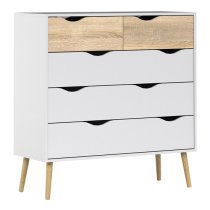 Oklo Wooden Chest Of 5 Drawers In White And Oak