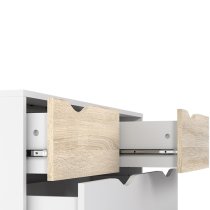 Oklo Wooden Chest Of 5 Drawers In White And Oak