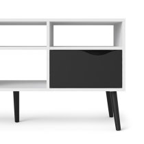 Oklo Wooden 2 Drawers 4 Shelves TV Stand In White And Matt Black