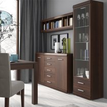 Impro 1 Door 2 Drawers Display Cabinet In Dark Mahogany