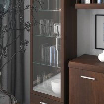 Impro 1 Door 2 Drawers Display Cabinet In Dark Mahogany