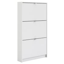 Shovy Wooden Shoe Cabinet In White With 3 Doors And 1 Layer