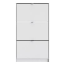 Shovy Wooden Shoe Cabinet In White With 3 Doors And 1 Layer