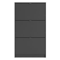 Shovy Wooden Shoe Cabinet In Matt Black With 3 Doors And 1 Layer