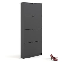 Shovy Wooden Shoe Cabinet In Matt Black With 4 Doors And 1 Layer