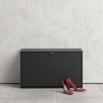 Shovy Wooden Shoe Cabinet In Matt Black With 1 Door And 2 Layers